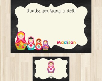 Russian Doll Thank You Card, Nesting Doll Thank You Card, Matryoshka Thank You, Babushka Doll, Doll Birthday Thank You Card