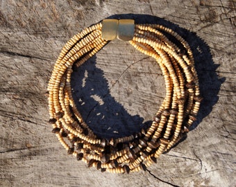 Jay Feinberg Wood Bead Multistrand 80's Necklace