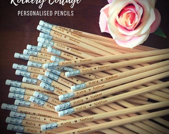 120 wedding pencils, wedding favours, personalised pencils, custom pencils, personalised wedding favors, engraved pencils, HB pencils, wood