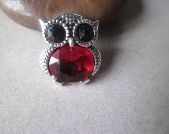 x 1 snap click jewel rhinestone Red/Black Silver 1.9 x 1.65 cm OWL