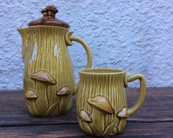 ceramic coffee pot and mug