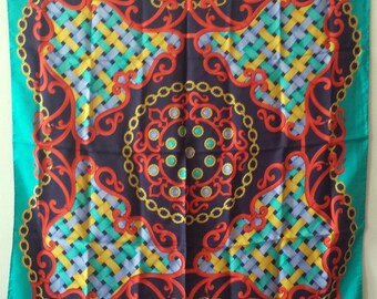Lombagine Paris colorful silk scarf Vintage Large square Scarf Women accessories Gift for her