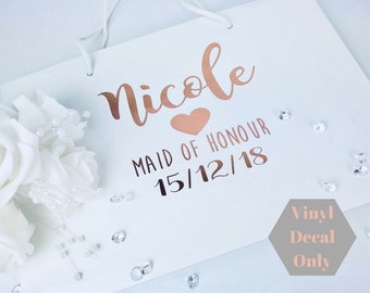 Gift bag VINYL DECAL ONLY, diy Rose gold bag sticker, Bridal gift bag vinyl, Maid of honour gift bag sticker, Bridesmaid gift bag vinyl