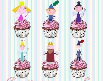 24 x Ben And Holly Stand-Up Pre-Cut Wafer Paper Cupcake Toppers
