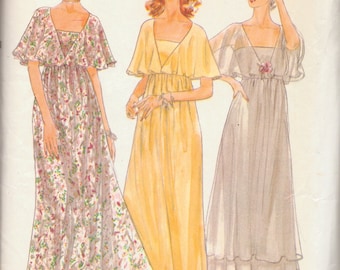 Vintage Vogue Evening Dress Pattern, Empire Waist Dress with Attached Capelet, Size 8, Bust 31 Inches