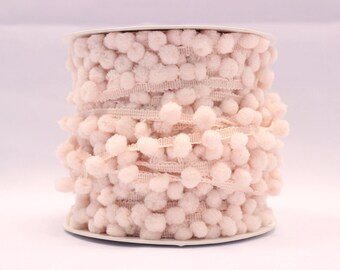 Pale pink pom pom trim - 5m, pink pom pom trim, baby pink trims, pink sewing trims, pink pom poms