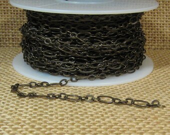 Small Etched Oval Chain - Antique Brass - CH127