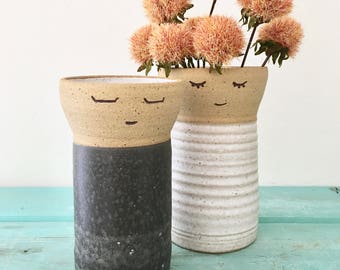 Bride Groom Gift, Ceramic Vase, Flower Vase, Stoneware Vase, Wedding Gift, People Vase