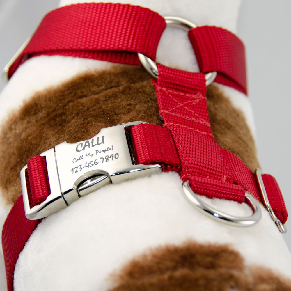 Adjustable Dog Harness NoChoke Personalized Pet ID Tag