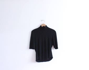 Black Velour 90s Turtleneck Top