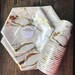 Calacata Gold- Gold Marble Hexagonal Paper Cups and Plates (Desert and Dinner 7.5 and 10.5 inch) Set of 18