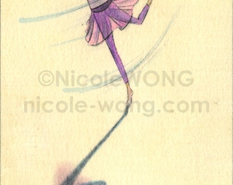 Original ACEO Drawing and Painting -- Twirling