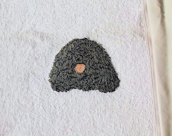 Puli Dog Face Cloth, Embroidered Towel, Dog Gift,