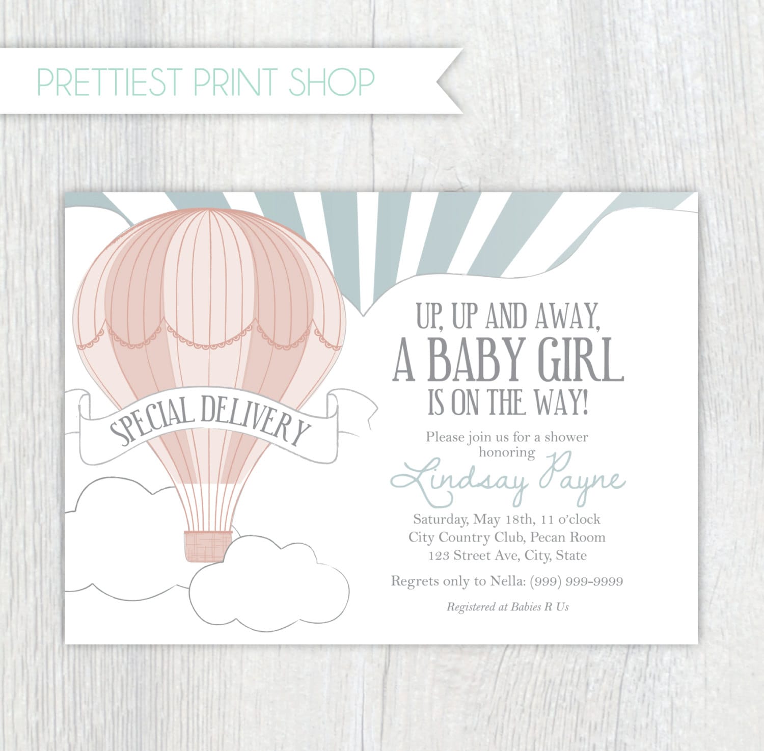 Printable Invitation Hot Air Balloon Style 2