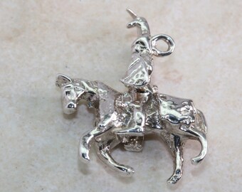 Knight on Horse Charm Traditional Silver Charm