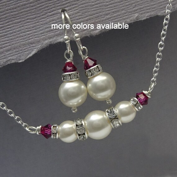 Hot Pink Jewelry Set Personalized Bridesmaid Jewelry