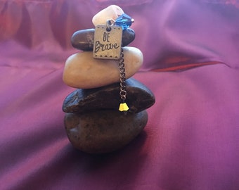 Be Brave Desk Rock Cairn