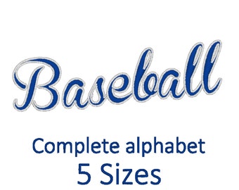 Baseball Font Embroidery design. (5 sizes)