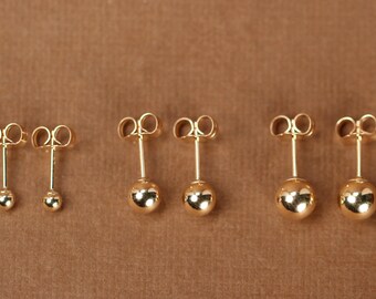 Gold ball earrings - gold dot earrings - gold studs - tiny ball earrings - little gold ball studs - 14k gold filled ball stud earrings