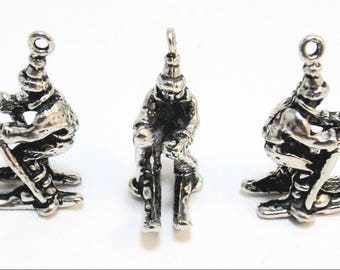 Three Pewter Skier Charms - Free Shipping in the US - (1878)