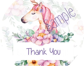 120 Big White Round Printed Unicorn Customer Thank You Stickers Seals Can be used on your Lula packages