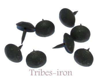 20 BLACK CLAVOS Round 1" Head Decorative NAILS Wrought Iron Furniture Wood Door Fence Metal Cap Stud Country antique style forged Hardware