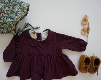 The Mabel Top-Infant Top, Baby Cotton Top, Peter Pan Collar, Long Sleeve Top