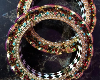 Rajwadi Bangles with Ruby Detailing