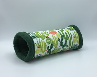 12 inch Fleece/Flannel Tunnel, Green Cactus, for hedgehogs, guinea pigs, rats, sugar gliders and other small animals