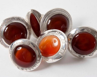 Circular silver agate statement ring
