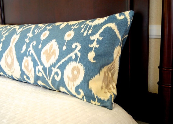 Items similar to Body Pillow Cover - Blue Ikat 20 x 54 ...