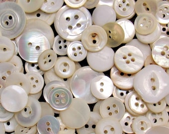 Some Plain, Some a Bit Fancier, Some a Bit Shabbier: Mixed Lot of Vintage to Contemporary Genuine Pearl Buttons - 250 Button Assortment