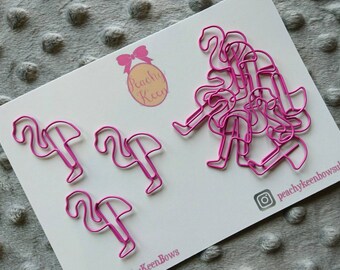 Pink Flamingo Paperclips * Pack of 10 * Flamingoes Flamingos * Quirky Stationery * Girls Fun Paper Clips Cute Accessories * Work Office Gift