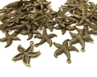 Starfish Charms, Set of 20, antique bronze