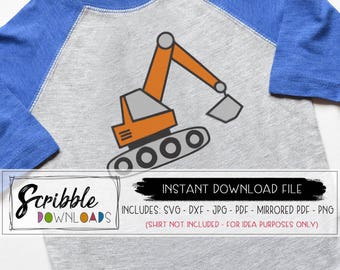 tractor svg farmer trucks excavator svg pdf iron on shirt birthday boy boys svg instant digital download printable dxf silhouette Cricut cut