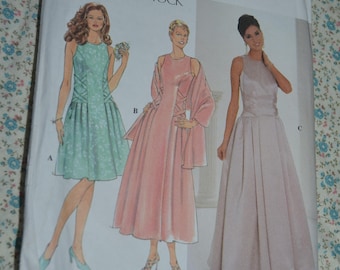 Simplicity 7636 Jessica MCcLintock Misses Dress and Wrap Sewing Pattern - UNCUT - Size 12 14 16