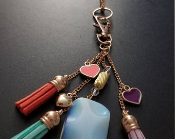 Long Layered Necklace with Charms and Tassels