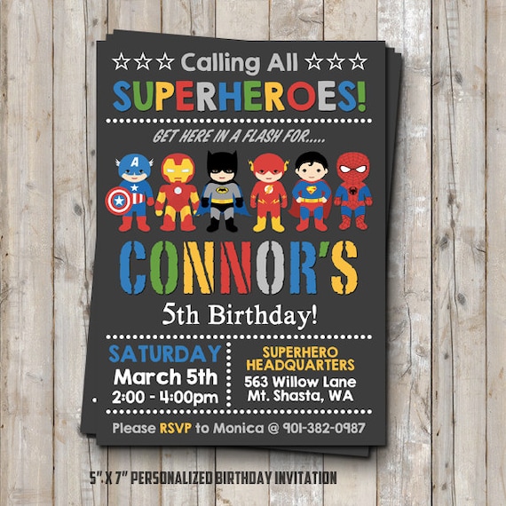 Personalized Superhero Birthday Invitations 2