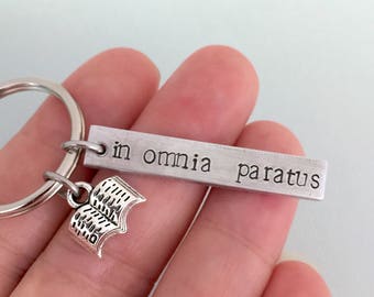 Double Sided In Omnia Paratus Keychain, Book Charm, Gilmore Girls, AnesandEve