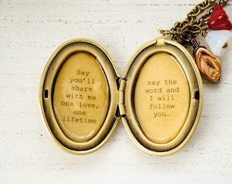 Phantom of the Opera - Broadway Jewelry - Quote Locket - Womens Locket - "All I ask of you"