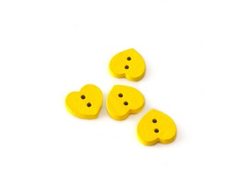 4 wooden buttons heart 12mm
