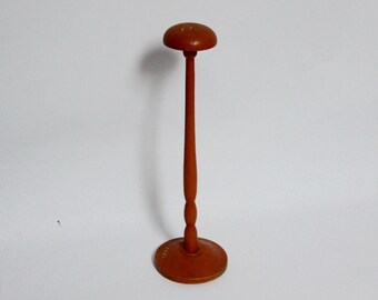 French Antique Hat Display Stand, Hat Rack, Milliner Wooden Hat Holder, Orange