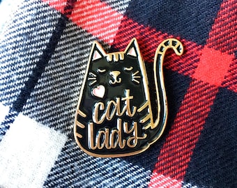 Cat Lady Enamel Pin - Cat Pin - Mothers Day Gift- Cat Enamel Pin - Cat Brooch Pin - Cat gift - Cat lapel pin - Black Cat