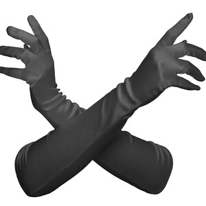 Ladies Black Satin Gloves Perfect for Opera, Wedding, Evening Wear, Bridal, Party, Prom, Prop, Bridesmaid Gift