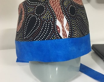 Scrub hat aboriginal fabric