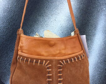 Vintage 1970's suede and leather shoulder bag (with tags)