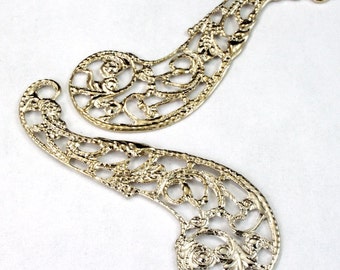 40mm Silver Paisley Filigree (4 Pcs) #2293