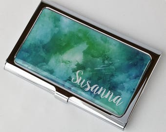 Personalized Business Card Holder, Custom Business Card Case, Metal Credit Card Holder, Personalized Gift, Custom Name Coworker Gift E43
