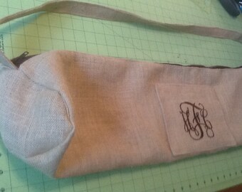 Monogram/Initial Burlap Yoga Mat Bag Unlined