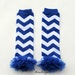 Chevron Stripe Blue and White Ruffled Baby, Toddler, Girl Leg Warmers